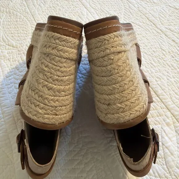 Clarks Indigo Amelia Drift Brown Wedge Jute Size 10 Sandals Espadrilles Boho - Picture 7 of 12